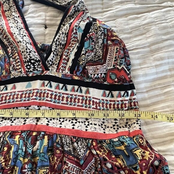 Angie Babydoll Maxi Dress sz S Colorful Y2K Hippie Southwestern Strappy Artsy - Picture 5 of 12